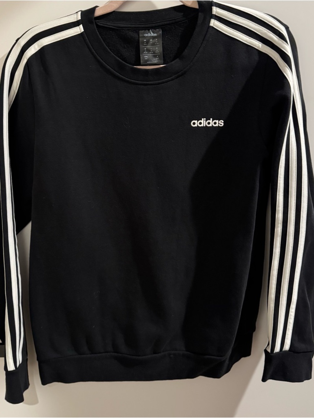 adidas Black Crewneck Sweatshirt with Small White Logo